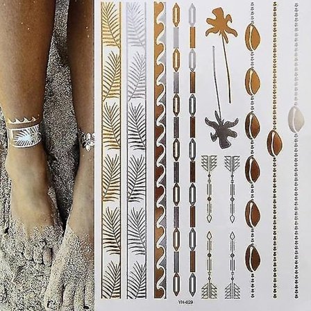 Flash Metallic Waterproof Tattoo Gold ,silver - Women Fashion Design Temporary