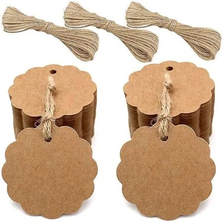 100 stk kraftpapiretiketter, gaveetiketter, 6x6 cm kraftpapiretiketter - tomme etiketter for gaver