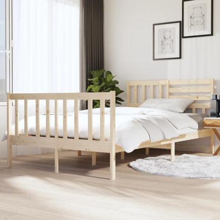 Vidaxl Sängram Massivt Trä 140x190 Cm Brun