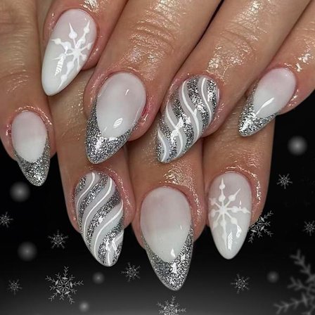 Holiday Scintillate Unguis -setti 24 kpl Ice French Manicuring -tekokynnet