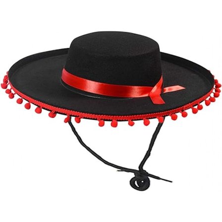 Sjov fest hat Matador Outfit – Spansk hat – Sort og rød Matador hat
