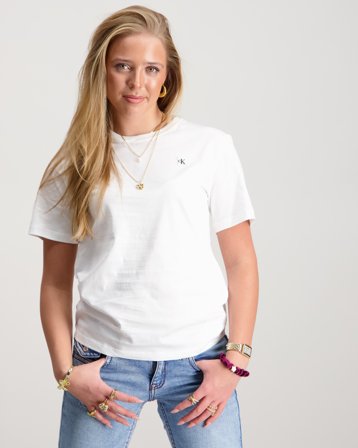 Calvin Klein MONO MINI BADGE REG T-SHIRT Vit T-shirts Tjej - Kids Brand Store