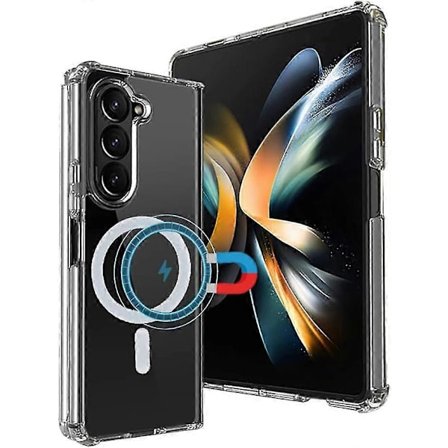 Z Fold 5 Transparent Skal, Magnetiskt Skal Kompatibelt med Samsung Galaxy Z Fold 5 för Magsafe Trådlös Laddning Z Fold 5 Transparent Skydd