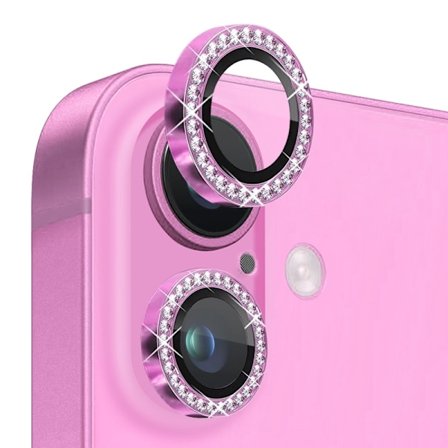 NORTHJO Linsebeskytter for iPhone 16 / 16 Plus med Rhinestone Ring, Herdet Glass