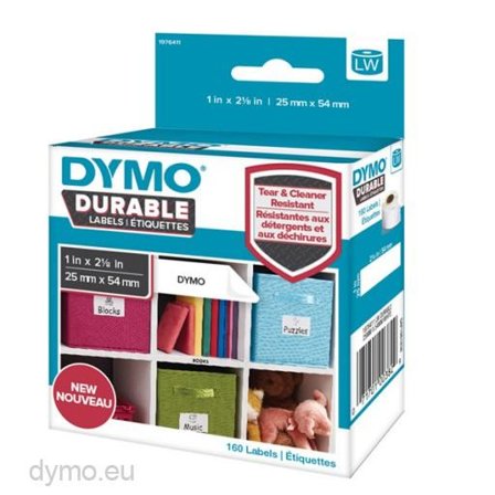DYMO Etikett Ekstra sterk 25mmx54mm permanent hvit (100)