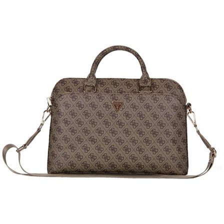 Guess 4G Väska för 15-tums bärbar dator med dragkedja och triangellogo - Brun