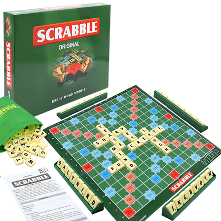 Klassisk Scrabble, Original Ordkryssbräde, Engelsk Version, Familjespel för Vuxna och Barn, Ordspel för 2 till 4 Spelare - Specialgåva