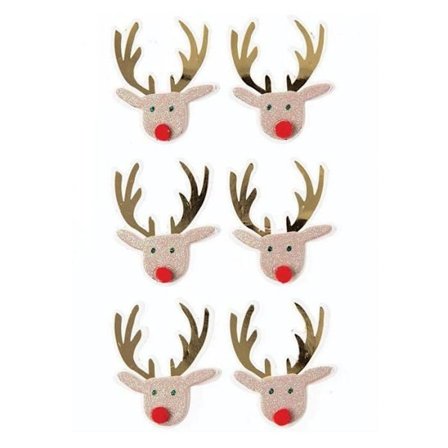 3D-stickers - RICO DESIGN - Rennes - Brun - 6 kpl - Joulukoristus