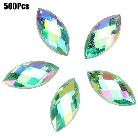 AB Hästögda Strassplattor Baktill 7 x 15mm Ljusgrön Kristall - 500 Stycken