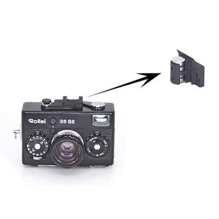 ROLLEI 35 LED/A110/35 TE/35 SE Batteriadapter~(LR44) med Cold Shoe Holder