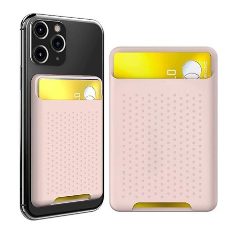 (Rosa) Sterkt selvklebende kortholder mobiltelefon ID-kortholder silikonlommebok kompatibel med iPhone 12
