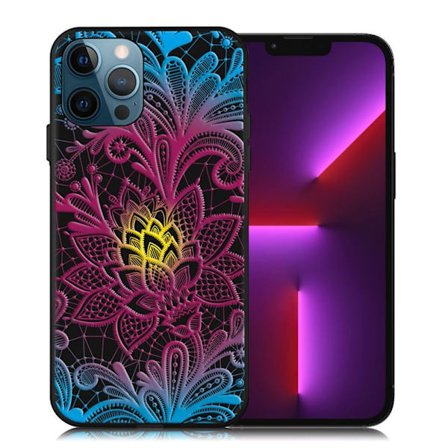 Sødt mønstertryk Slank design Stødsikker Blød Fleksibel Beskyttende Bagside Telefonetui iPhone 13 Pro 6,1 tommer - Henna-Lotus