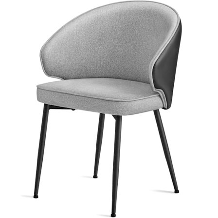 VASAGLE matstol, stoppad stol, fåtölj med armstöd, metallben, ljusgrå