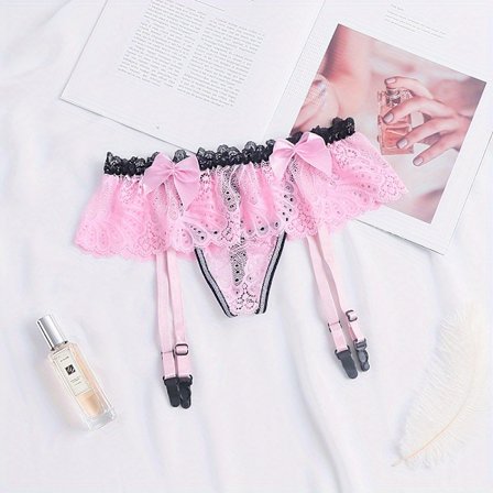 Elegante blonde strømpeholdere med klips | Sexy nettingstrømpeholdere for lårhøye strømper, søt sløyfe, ensfarget, håndvask eller profesjonell rens