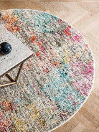 Abstrakt Monet Teppe - Flerfarget Ø 200 Moderne Stil