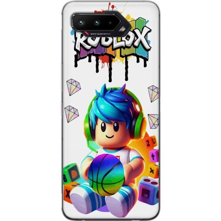 Kompatibel Mobilcover til Asus Asus ROG Phone 5 Farverig Roblox-illustration med spilkarakter, legetøj og energi, perfekt til gamingfans og børnevæ