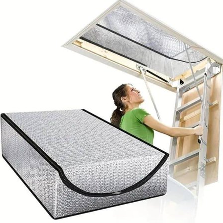 Loftstege Värme- och Isolationsskydd – Energibesparande Skydd med Dragkedja för Vindslucka 63 x 138 x 28 cm