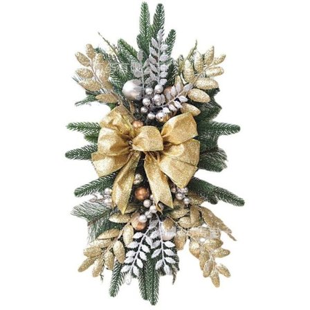 Gylden juleguirlande med lys 45x20 cm til dør, vindue, trappe