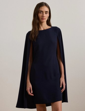 Lauren Ralph Lauren Cape Georgette Cocktail Dress - Navy - 42
