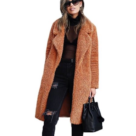 Damjacka Teddybjörn Lång Kavaj Konstpäls Överrock -ge