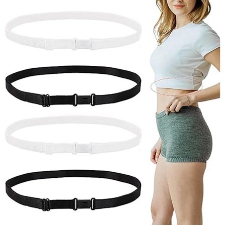 4-delt crop top-sløyfe justerbar crop tuck-sløyfe for skjorter Elastisk crop top-sløyfe 110 cm Dame-skjortesløyfe Justerbar elastisk sløyfe Lett svart