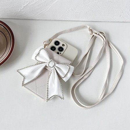 Etui til iPhone15Promax rett kant imitasjon flytende sløyfe lommebok aprikos full dekning crossbody vegg