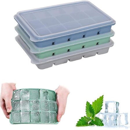 3 Pakk Isbitbrett, Silikon Isbitformer Med Lekkasikkert Lopp, Enkel Utgivelse, Fleksibel, Kompatibel Med Kjølte Drikker, Babymat, Whisky