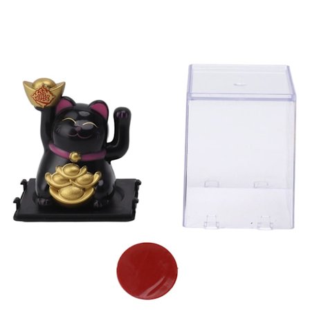 2024 2 tum solcells driven vinkande arm lyckokatt prydnad välkomnande vinkande hand rikedom förmögenhetskatt svart