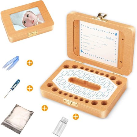 1 stk mælketandsæske, baby foto ramme, mindeæske, tandæske, bi