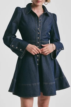 Denim Mini Dress Dark Blue XS