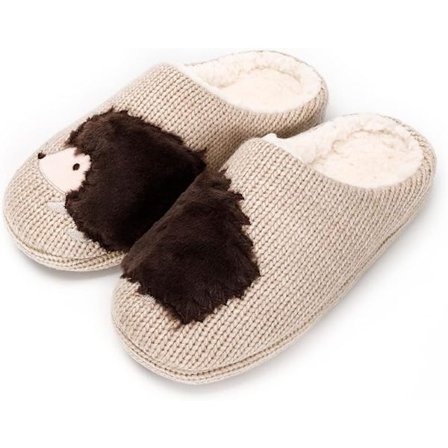 Damesko, varme og bløde vintertøfler, plys-tøfler, herretøfler, komfortable tøfler med imiteret pelsfor.