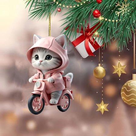 Søt Katt Bilhengende Ornament - Sving Kjøring Drikk Kattunge Bakspeil Tre Henger Dekorasjon