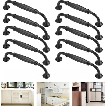 10 stk. sorte skabshåndtag i aluminiumlegering til møbler