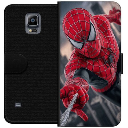 Kompatibelt Plånboksfodral till Samsung Samsung Galaxy Note 4 Dynamisk Spider-Man-illustration i actionperspektiv, superhjältetema med rörelseekono