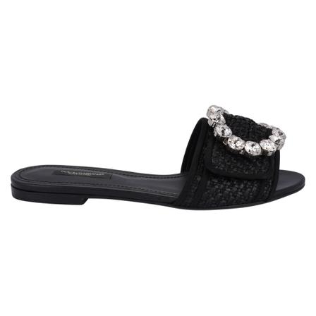 Dolce & Gabbana flat Sandaler Sort, Dame Hjemmesko, Størrelse: 36 EU