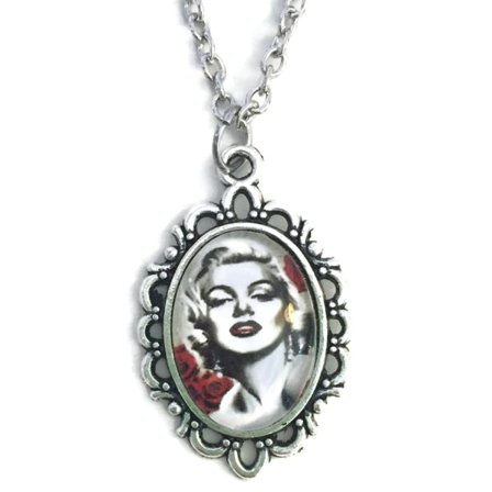 Halsband Marilyn Monroe Antiksilver Svart/Vit