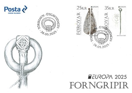 Færøerne - EUROPA 2025 arkæologiske opdagelser - Førstedagskuvert