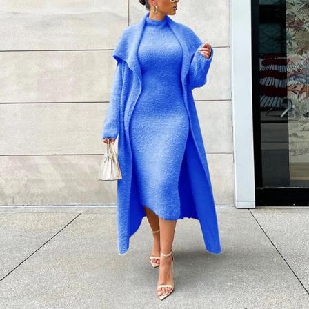 Kvinnor Med Hög Hals Med Bälte Långärmad Sherpa-kofta Kostymer