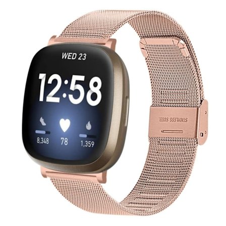 Modernt Fitbit Versa 4 etc. band - Roséguldfärgat