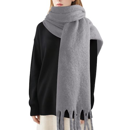Mohair vintertørklæde til kvinder i ensfarvet, varmt vintertørklæde til mænd og kvinder, blødt og luksuriøst tørklæde med cashmere-fornemmelse.