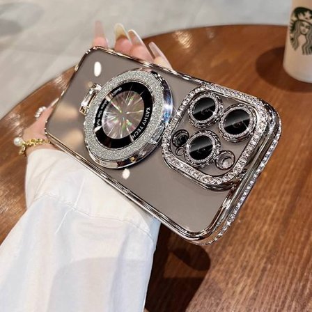 Mobilskal för iPhone, transparent skyddsskal med magnetiskt roterande fäste, lämpligt för iPhone 17, Air, Pro, Pro Max