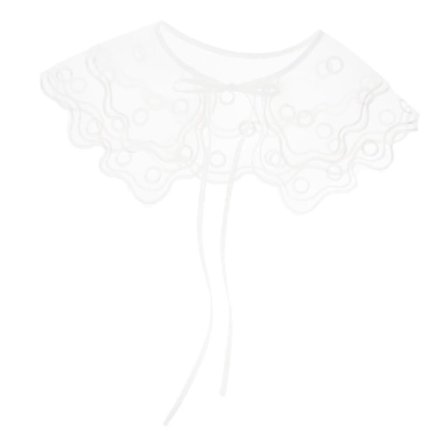 Chiffon Blonder med Blomstermønster - Avtakbar Halv Skjorte Bluser - Falsk Krage - Hvit 01