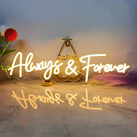 Always And Forever Neon Skylt Dimbar med USB-driven, LED-ljusskylt för väggdekor, Always & Forever Neon Led-skylt för Älskare Frieri Bröllop