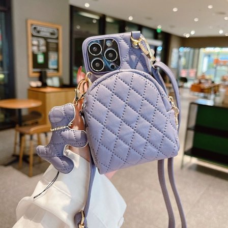 Etui til iPhone 14 Pro lilla opgraderet crossbody møntpung ins alt inklusive