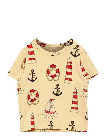 Lighthouse Aop Ss Tee Yellow Mini Rodini