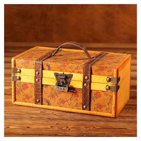 Vintage smyckeskrin Träförvaringslåda med lock för heminredning