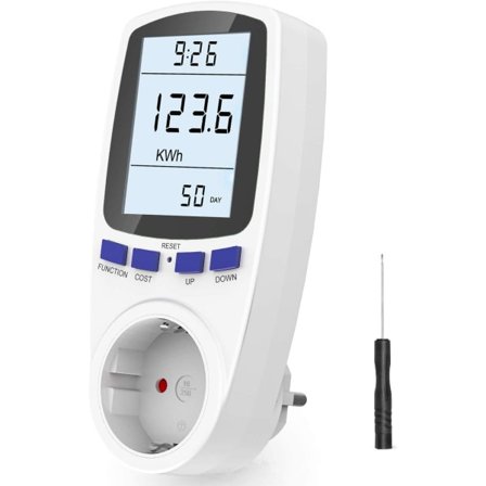 Energimätare med LCD-display och uttag för slumpmässigt läge