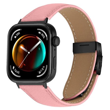 Lychee-texturerat svart läderarmband med sköldpaddsspänne för Huawei Watch Fit 4 / Fit 4 Pro / Fit 3 (FMY)