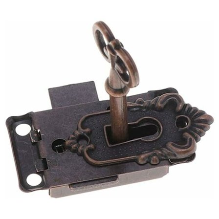 1 st Antik Skåplås Dekorativ Möbel Lås med Nyckel och Skruv (Röd Brons) - MODOU