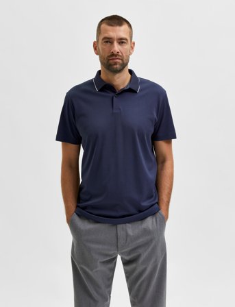 Selected Slh Leroy Coolmax Ss Polo B - Navy - S